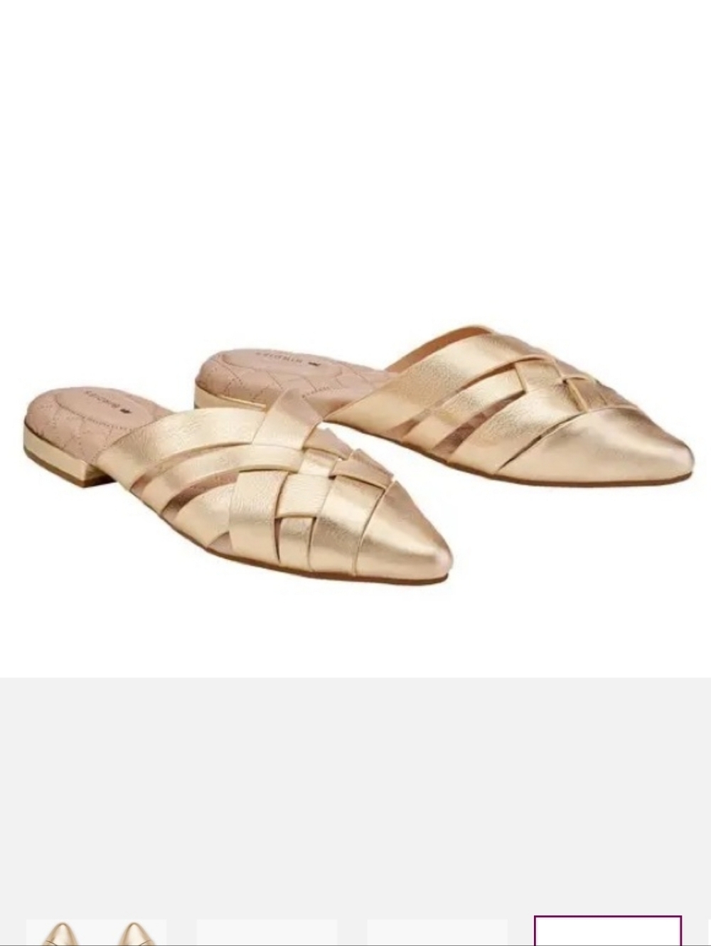 BIRDIES The Dove Mule Gold Crossed Leather Size 8.5 - Picture 2 of 13